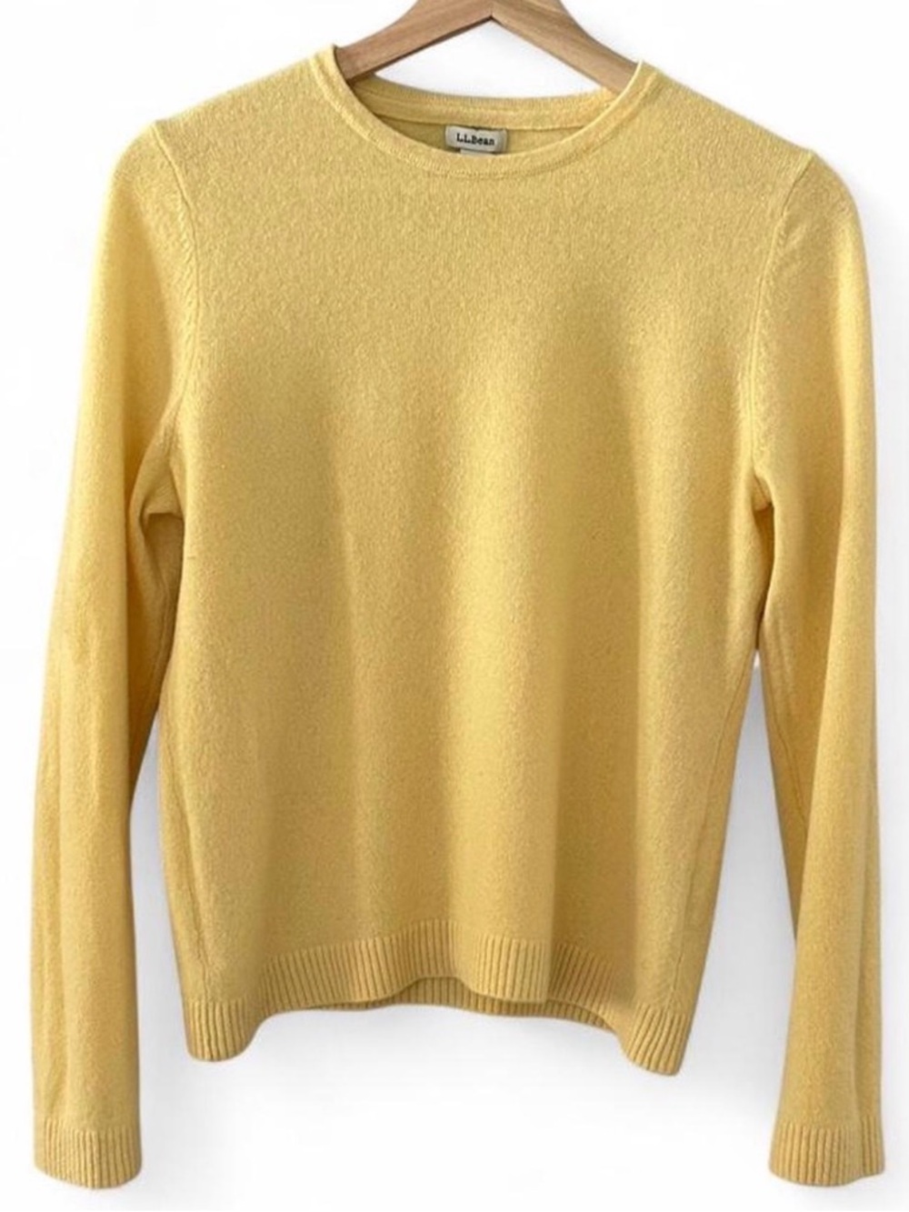 L.L. Bean Women's Yellow Cashmere Crewneck Sweater